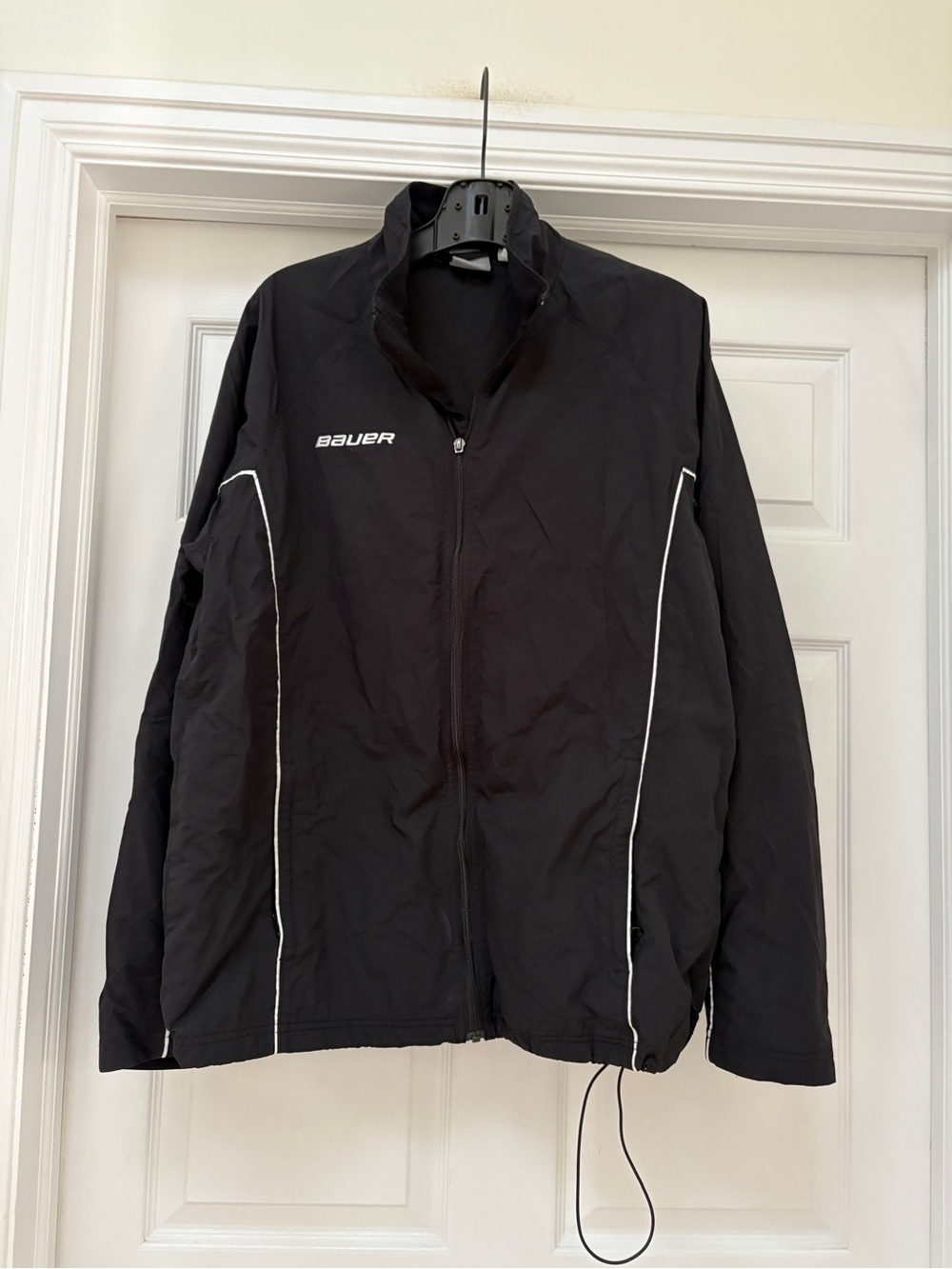 Bauer Black Lightweight Jacket with White Piping men’s large
